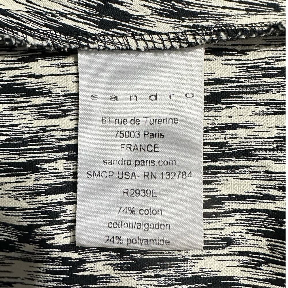 Sandro Paris Open Back Sheath Mini Dress Women's 3 Black White Sleeveless - Picture 8 of 10
